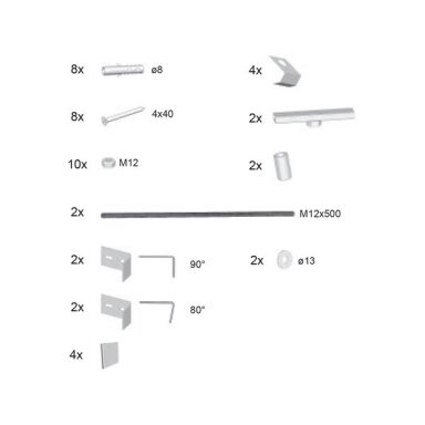 Apdailos plokštės Ravak tvirtinimo komplektas, 10°, BeHappy II, Chrome Apdailos plokštės Ravak tvirtinimo komplektas, 10°, BeHappy II, Chrome