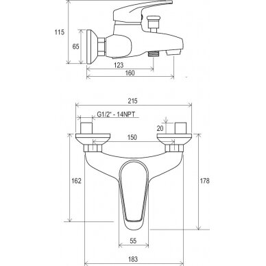 Vonios/dušo maišytuvas Neo, 150 mm